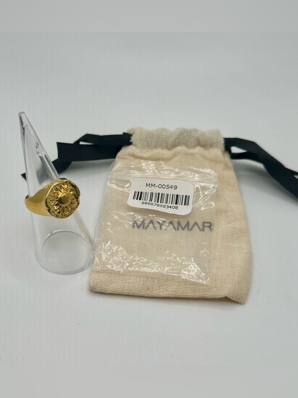 NEW✨ Invicta Angel x Mayamar Signet Ring Sun 14k Gold Dipped Size 6 MM-00549